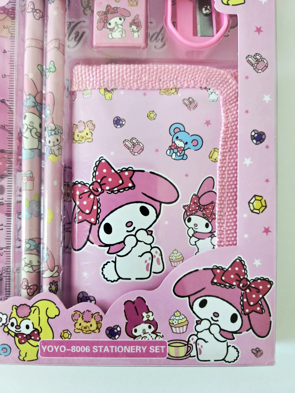 6PC. My Melody Pink Kids Stationery Set w/ Wallet School Supplies Kit